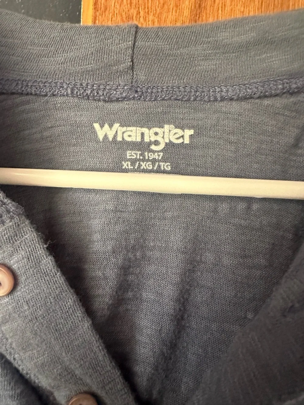 Wrangler Slate Blue Hooded Henley Pullover - Picture 2 of 3